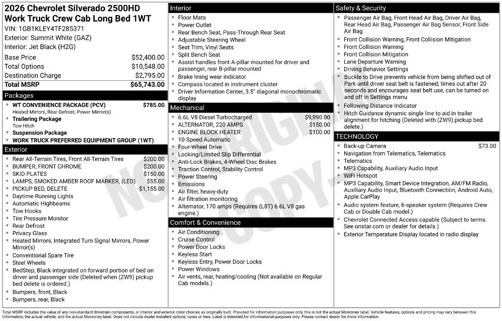New 2026 Chevrolet Silverado 2500 W/T w/ WT Convenience Package AWD/4WD image 4