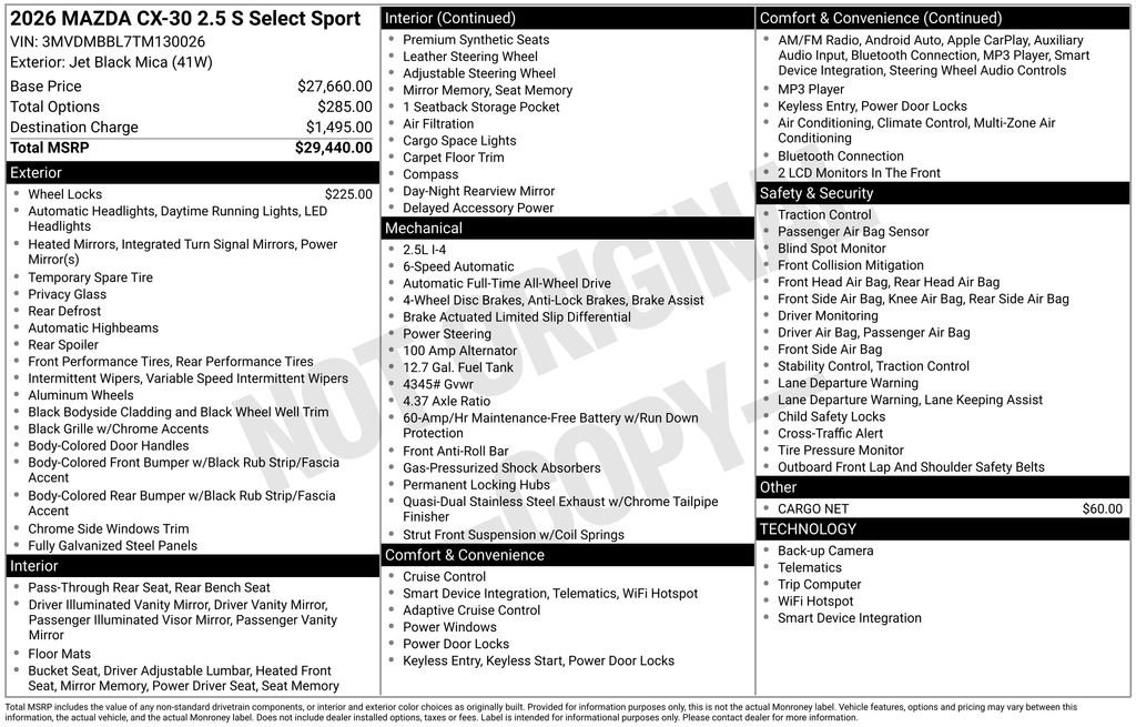 New 2026 MAZDA CX-30 AWD 2.5 S w/ Select Sport Pkg image 4