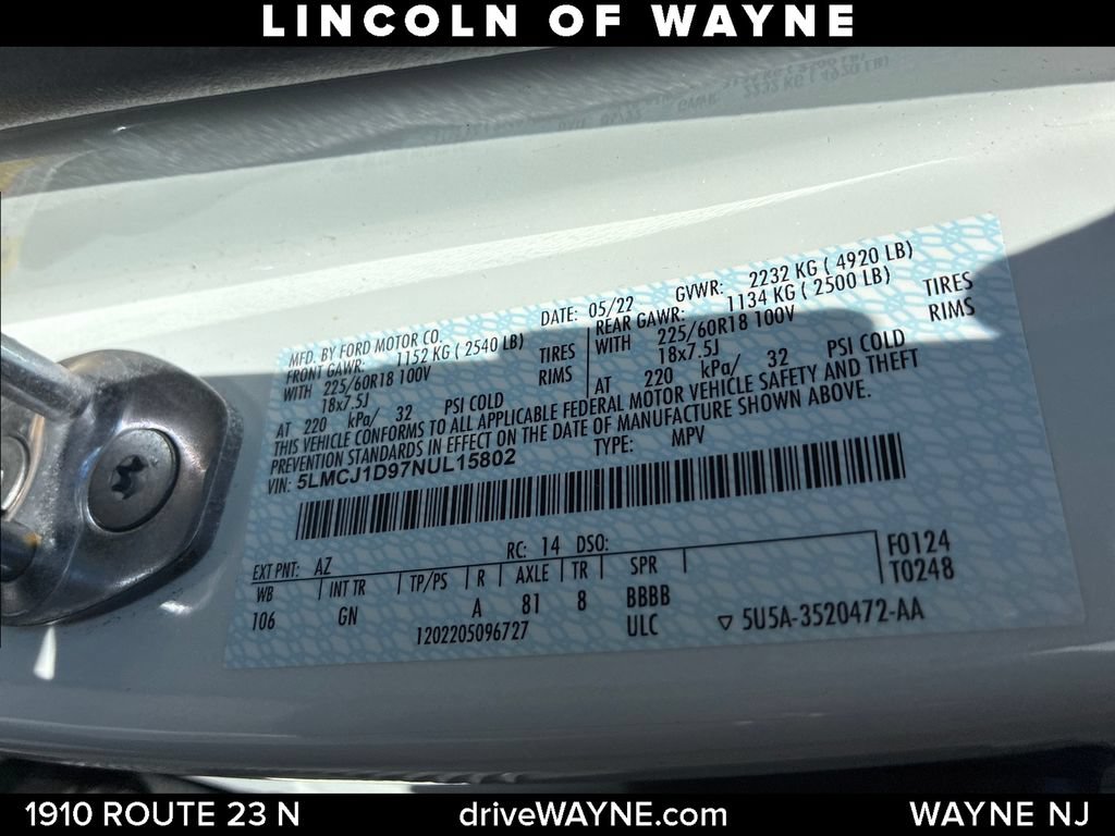 Certified 2022 Lincoln Corsair AWD w/ Equipment Group 101A image 28