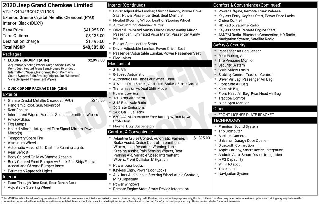 Used 2020 Jeep Grand Cherokee Limited w/ Luxury Group II image 12