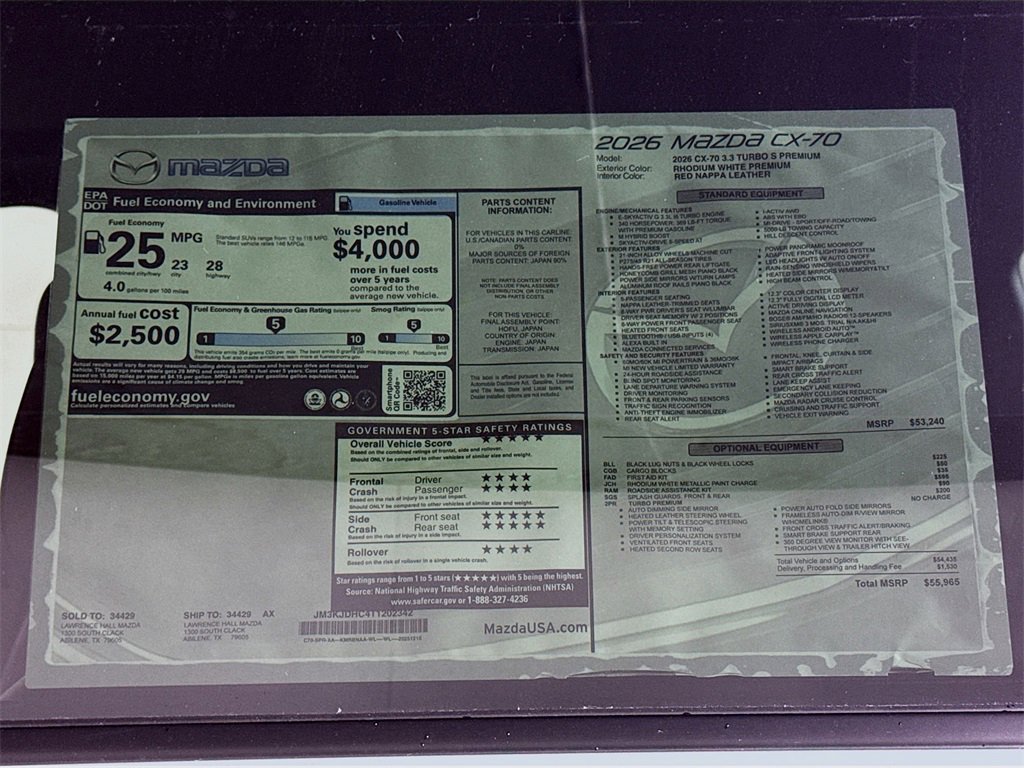 New 2026 MAZDA CX-70 3.3 Turbo S w/ Premium Package image 20