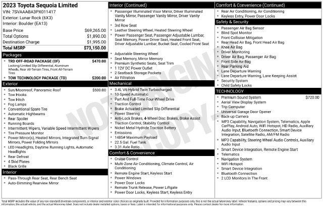 Used 2023 Toyota Sequoia Limited w/ TRD Off-Road Package AWD/4WD image 17