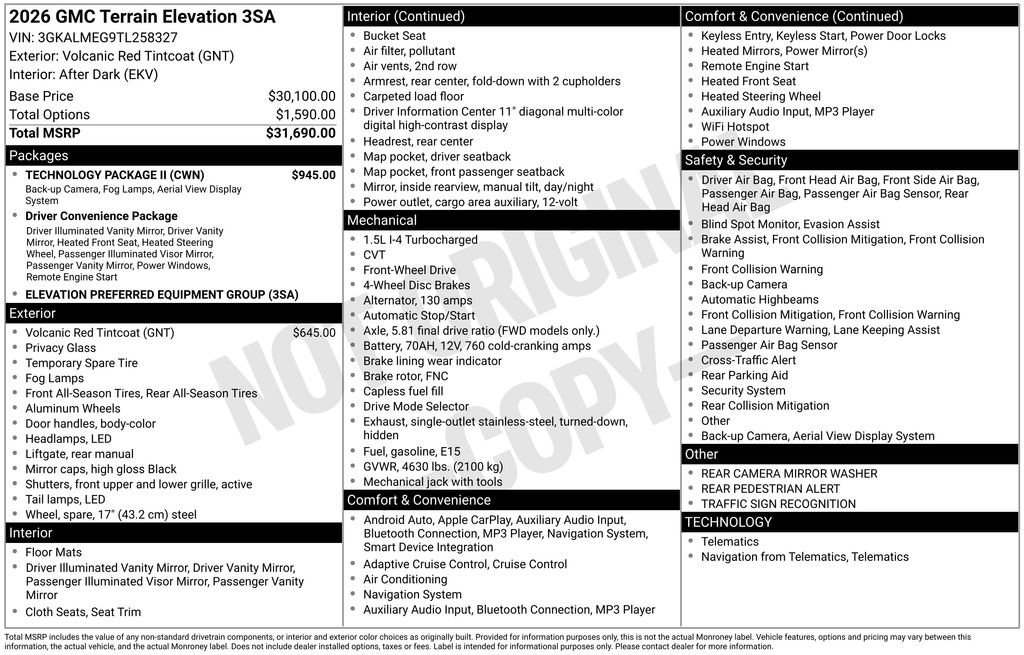 New 2026 GMC Terrain Elevation w/ Technology Package II image 44