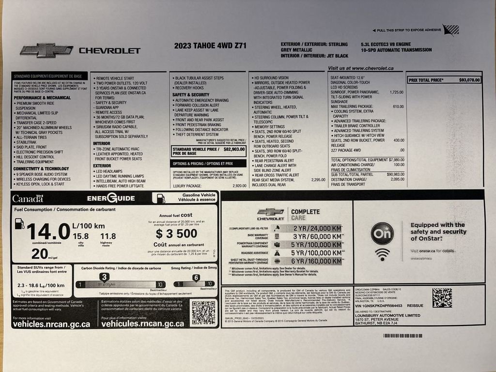 Used 2023 Chevrolet Tahoe Z71 w/ Luxury Package image 71