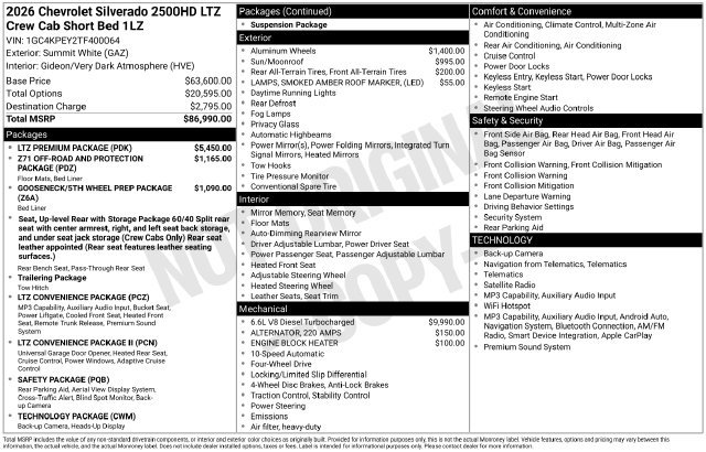 New 2026 Chevrolet Silverado 2500 LTZ w/ LTZ Premium Package AWD/4WD image 37