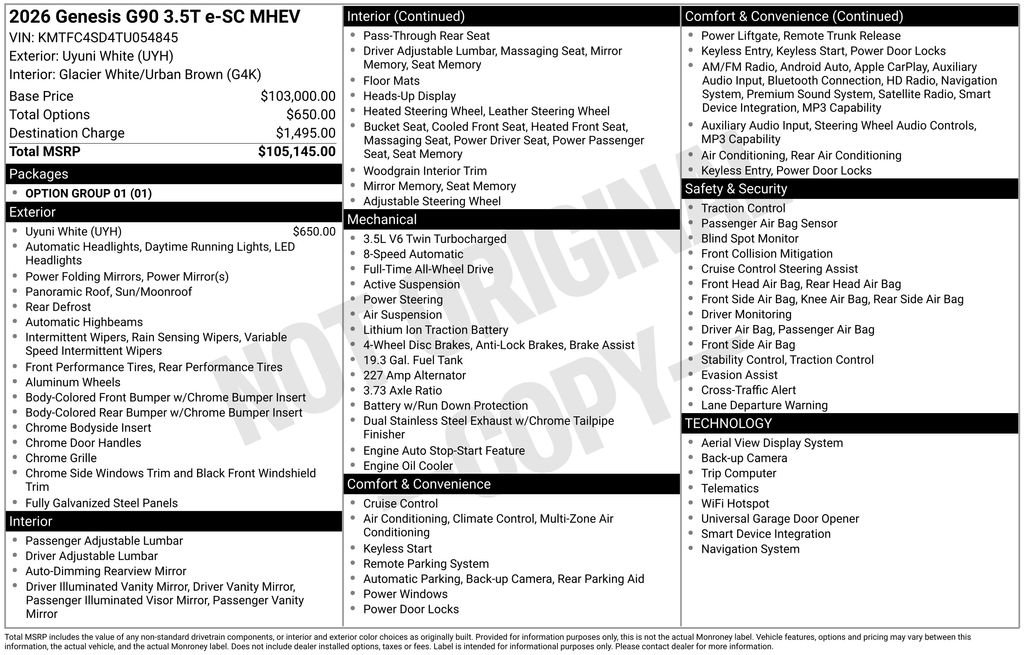 New 2026 Genesis G90 3.5T image 4