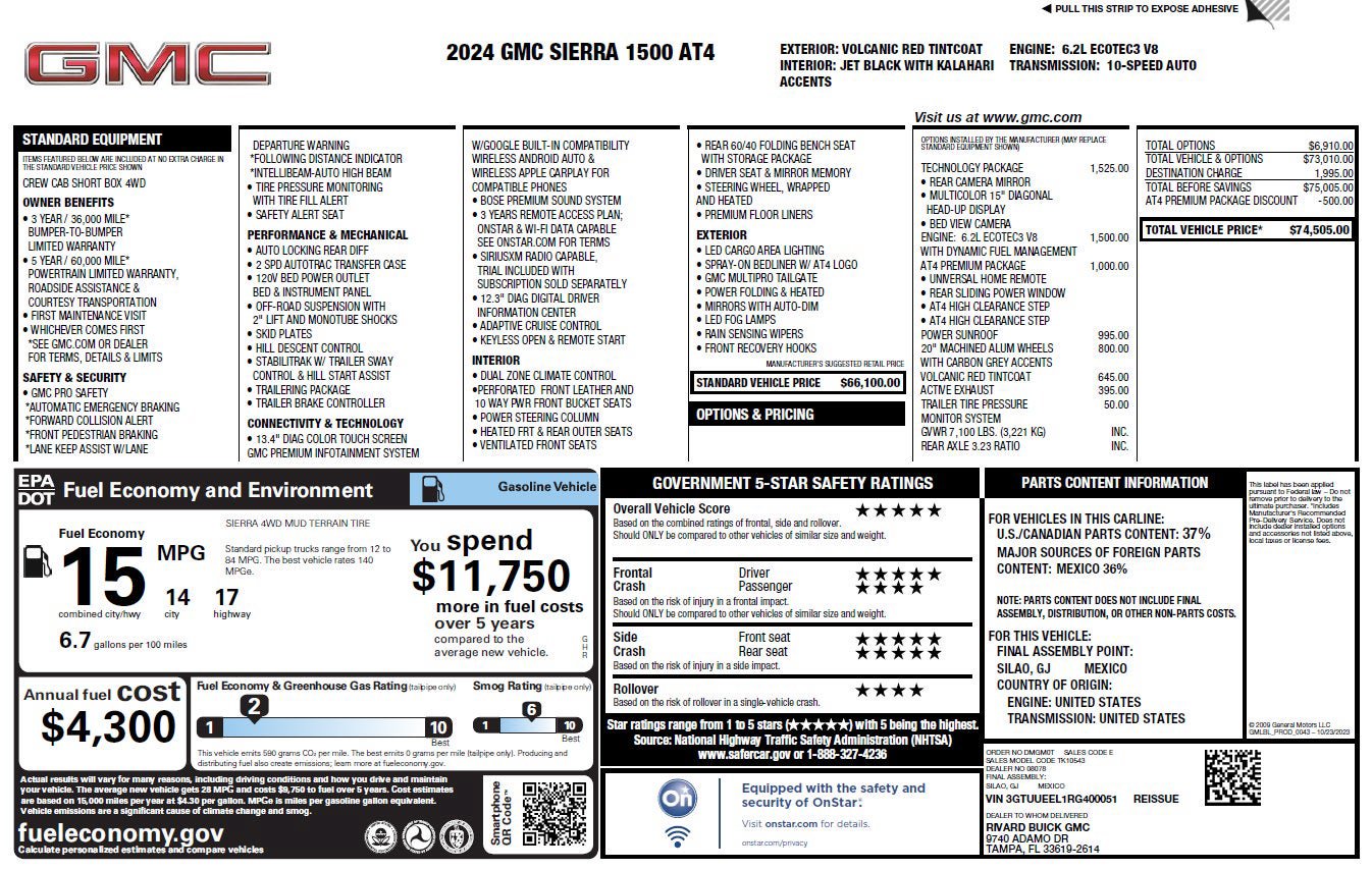Used 2024 GMC Sierra 1500 AT4 w/ Technology Package AWD/4WD image 3