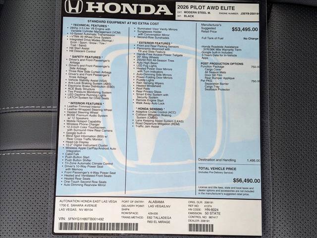 New 2026 Honda Pilot Elite image 18