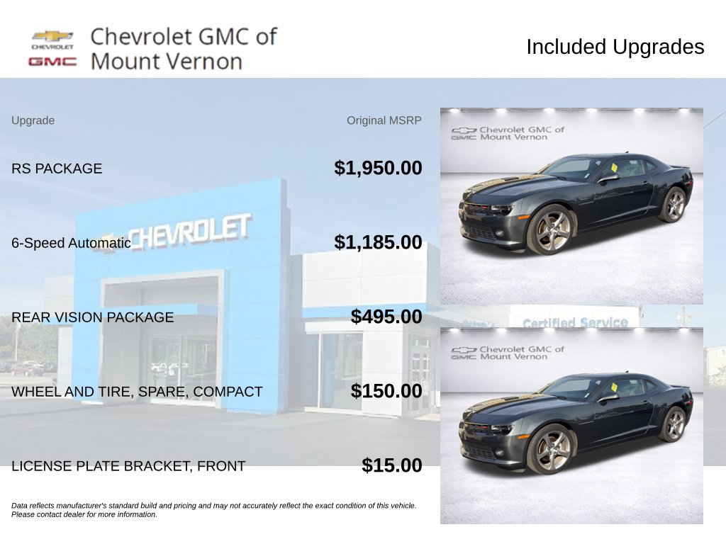 Used 2014 Chevrolet Camaro LT w/ RS Package RWD image 6