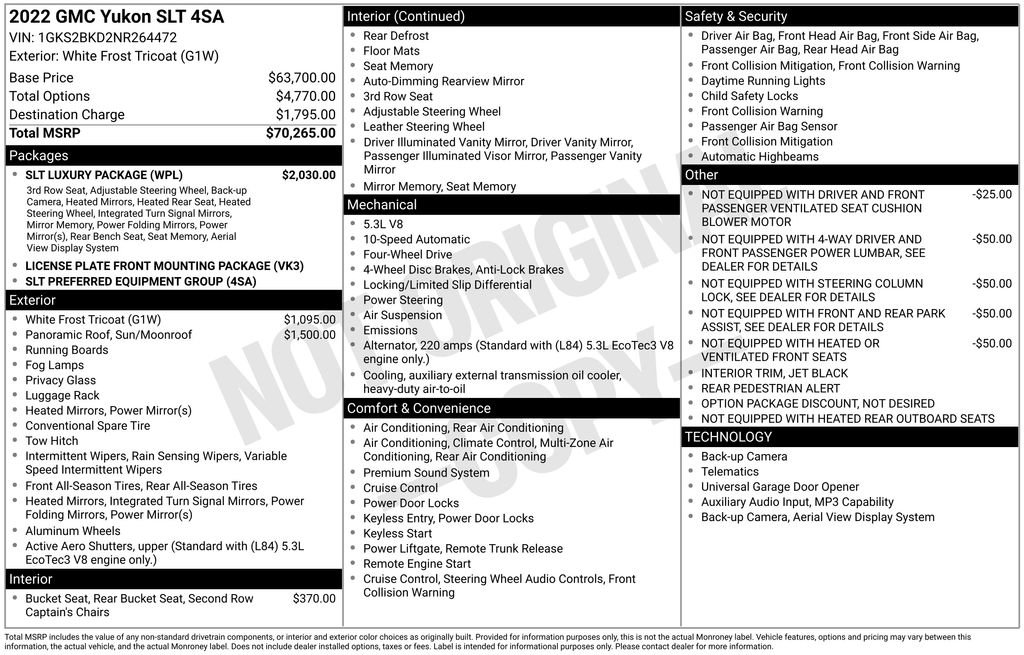 Used 2022 GMC Yukon SLT w/ SLT Luxury Package AWD/4WD image 4