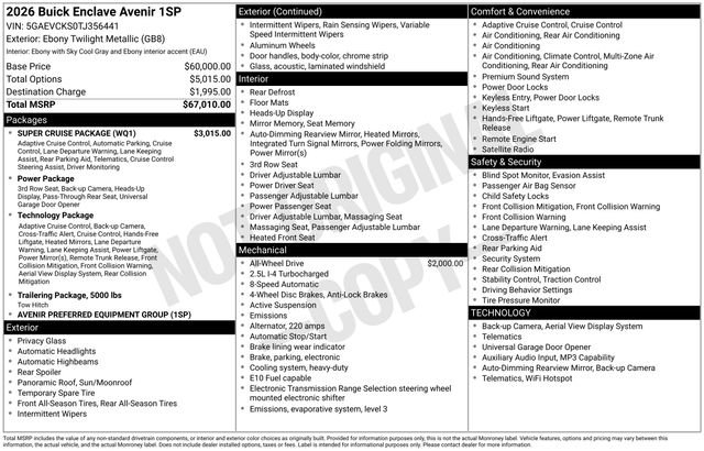 New 2026 Buick Enclave Avenir w/ Super Cruise Package AWD/4WD image 4