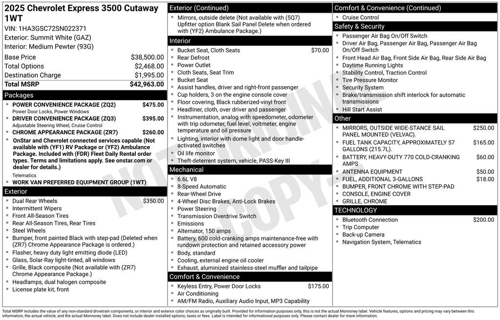 New 2025 Chevrolet Express 3500 w/ Power Convenience Package image 31