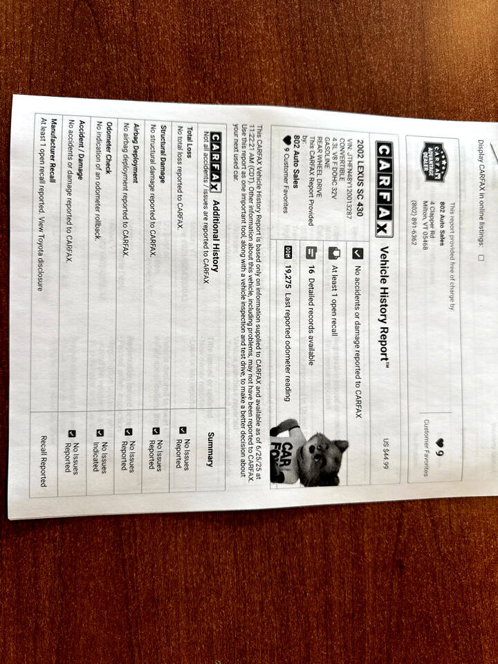 Used 2002 Lexus SC 430 Convertible image 25