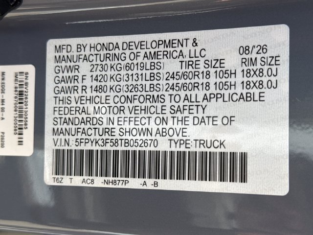 New 2026 Honda Ridgeline RTL image 20