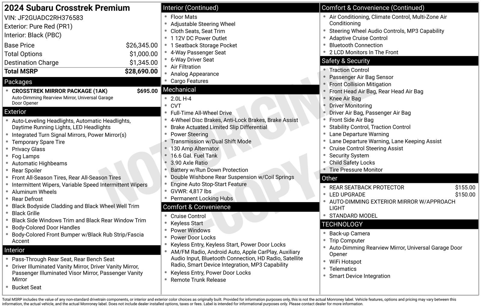 Certified 2024 Subaru Crosstrek 2.0i Premium w/ Crosstrek Mirror Package AWD/4WD image 33
