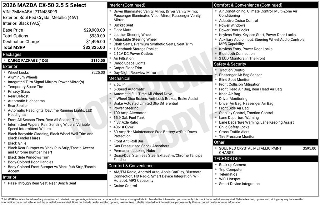 New 2026 MAZDA CX-50 AWD 2.5 S w/ Cargo Package image 35