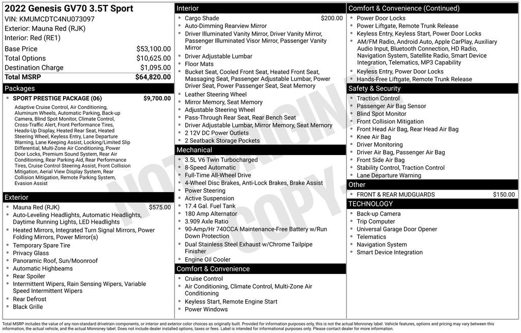 Used 2022 Genesis GV70 3.5T Sport w/ Sport Prestige Package image 33