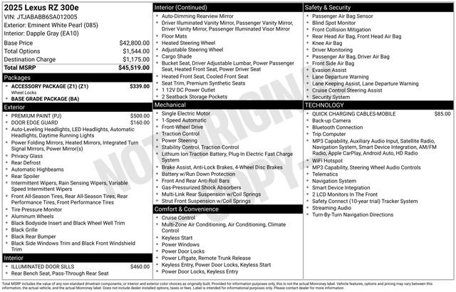 Certified 2025 Lexus RZ 300e w/ Accessory Package (Z1) FWD image 13