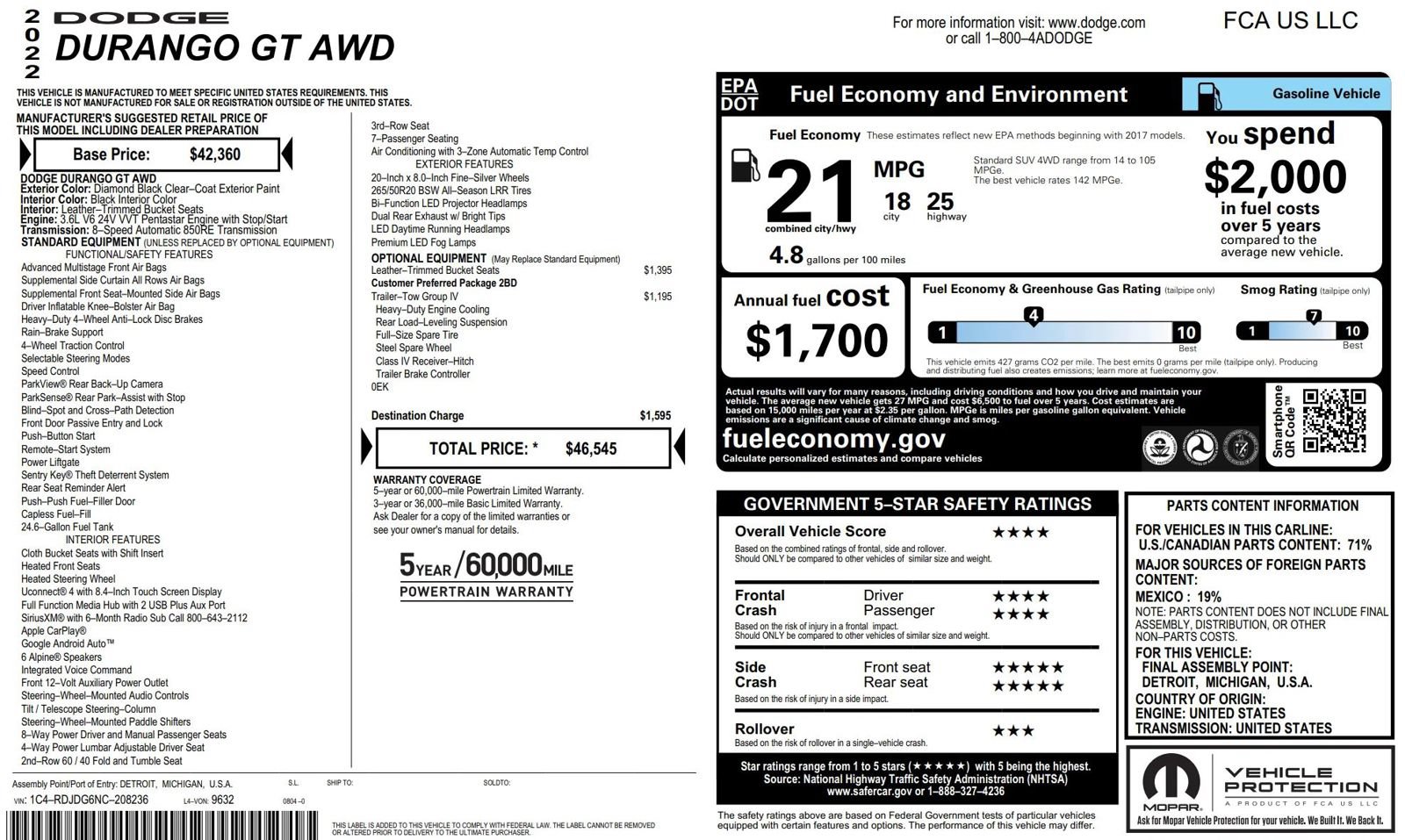 Used 2022 Dodge Durango GT w/ Trailer Tow Group IV AWD/4WD image 38