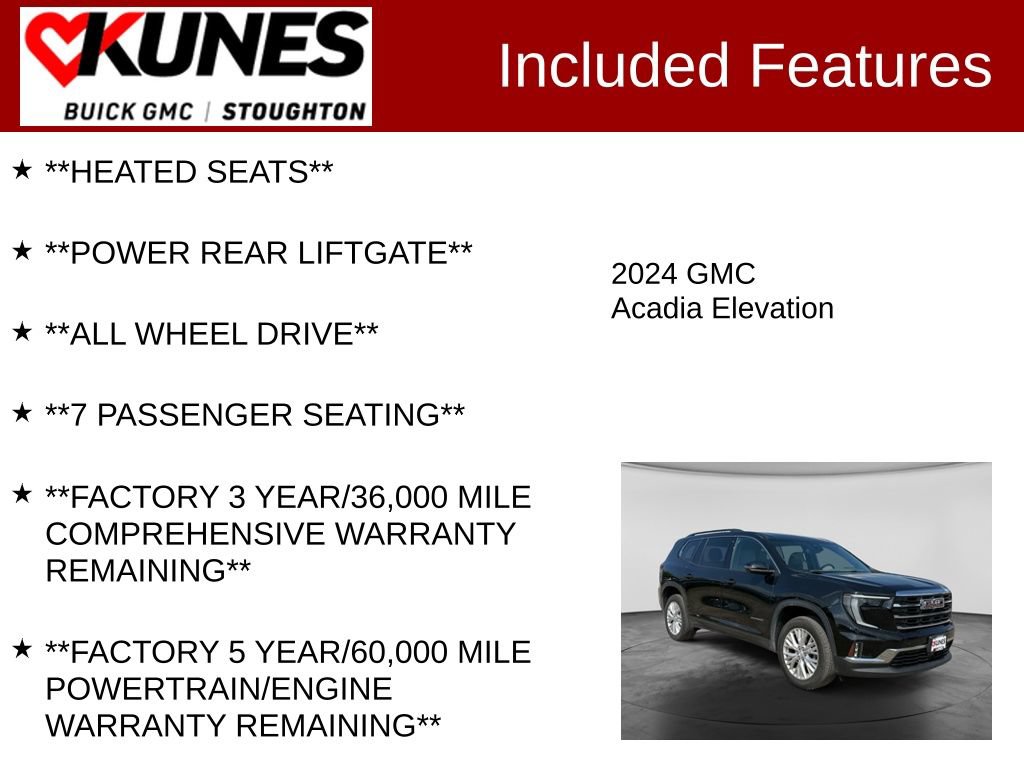 Used 2024 GMC Acadia Elevation AWD/4WD image 3