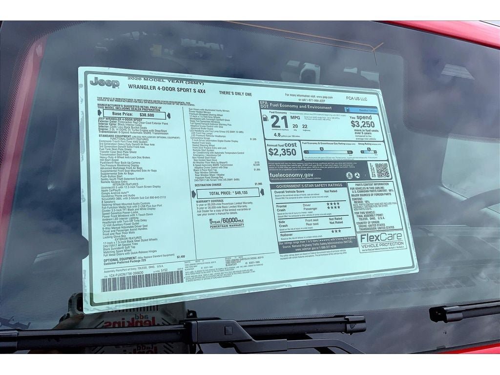 New 2026 Jeep Wrangler Unlimited Sport AWD/4WD image 15