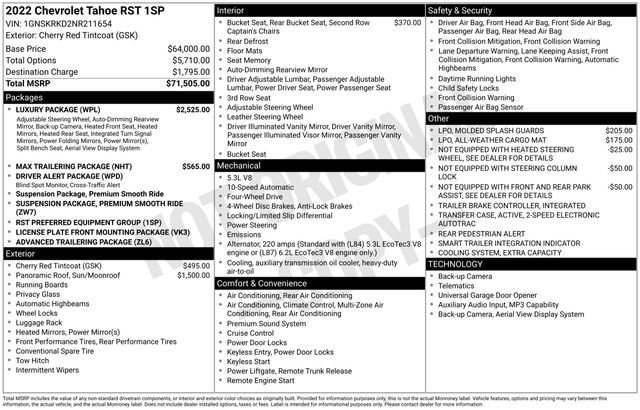 Certified 2022 Chevrolet Tahoe RST w/ Luxury Package AWD/4WD image 2