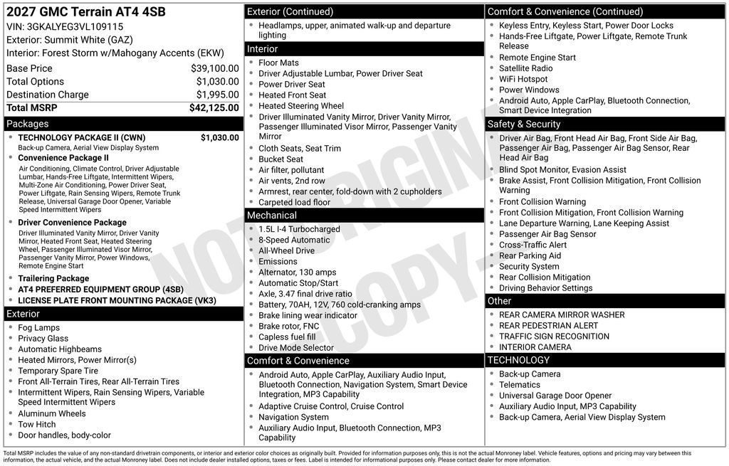 New 2027 GMC Terrain AT4 w/ Technology Package II AWD/4WD image 42