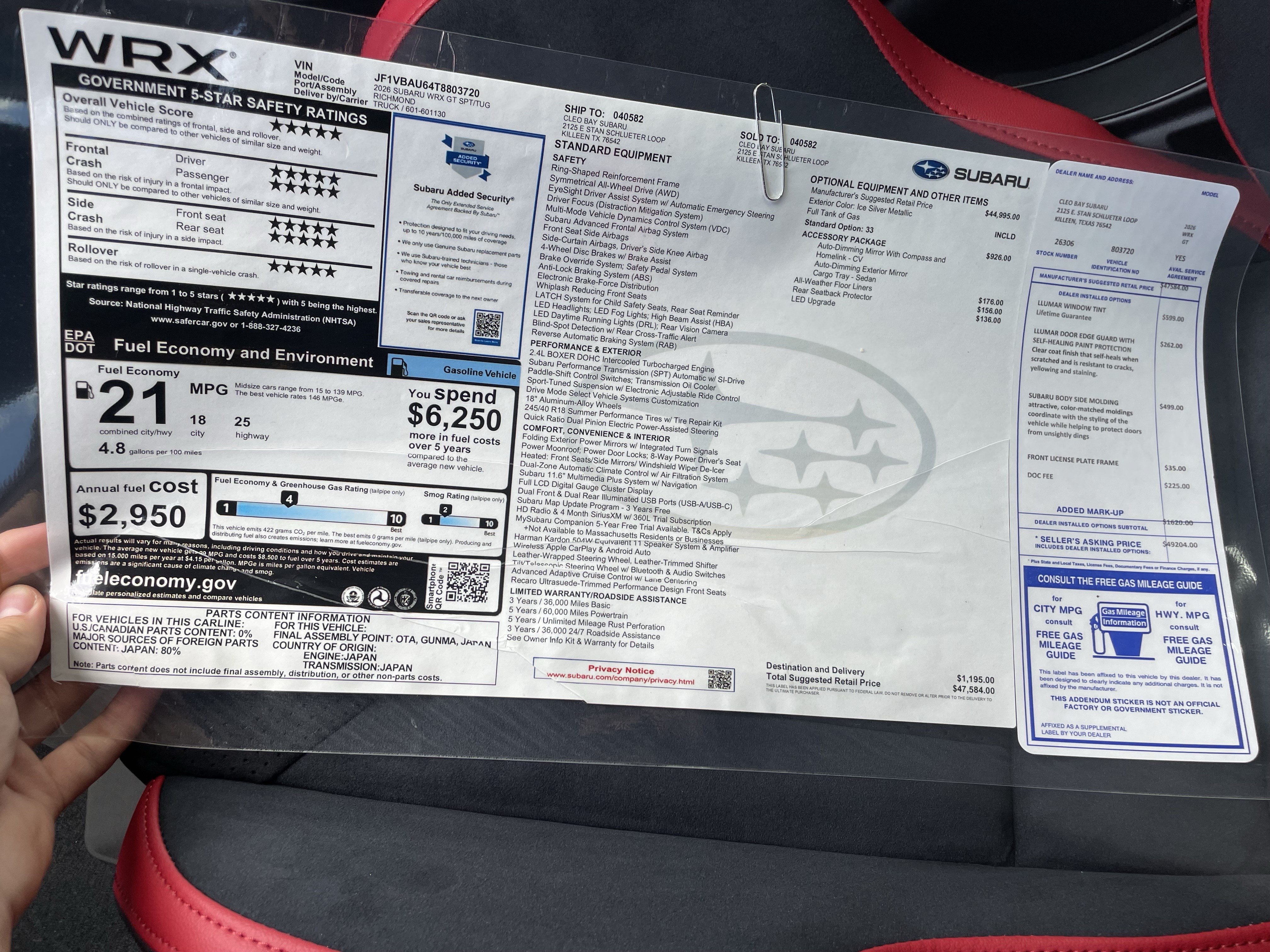 New 2026 Subaru WRX GT AWD/4WD image 33