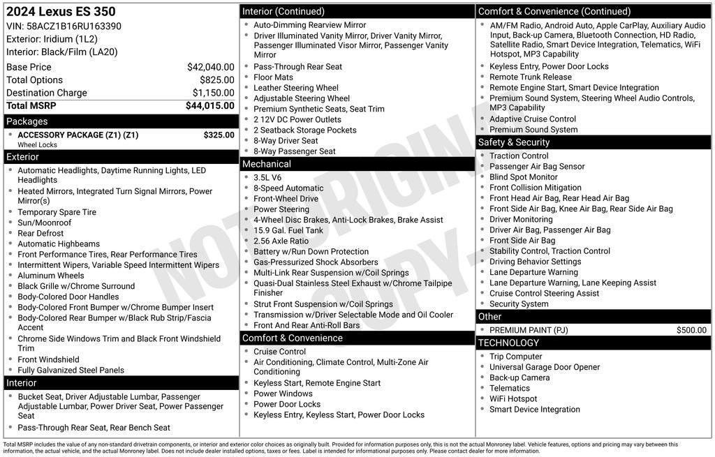 Used 2024 Lexus ES 350 w/ Accessory Package (Z1) FWD image 12