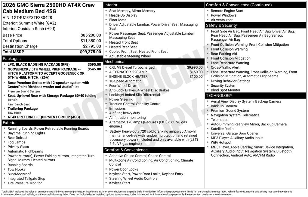 New 2026 GMC Sierra 2500 AT4X w/ LPO, Black Badging Package AWD/4WD image 6