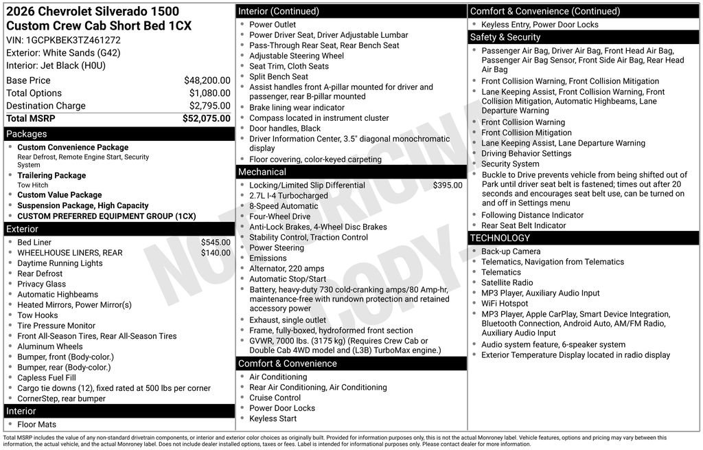 New 2026 Chevrolet Silverado 1500 Custom AWD/4WD image 33