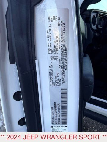 Certified 2024 Jeep Wrangler Sport image 21