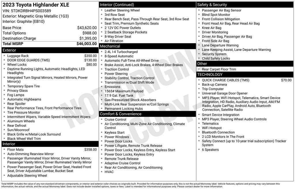 Used 2023 Toyota Highlander XLE AWD/4WD image 3