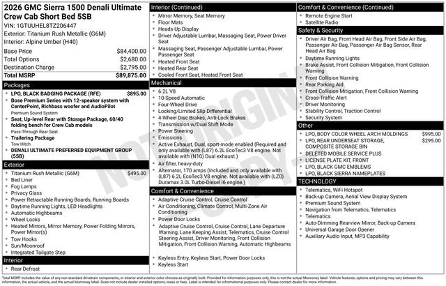 Certified 2026 GMC Sierra 1500 Denali Ultimate w/ LPO, Black Badging Package AWD/4WD image 37