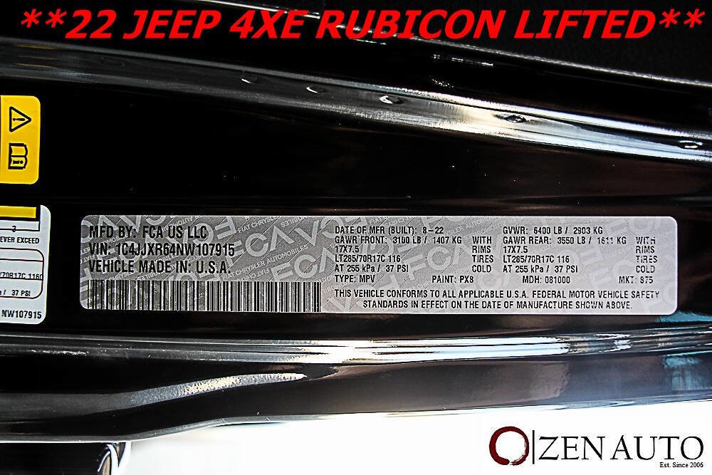 Used 2022 Jeep Wrangler Unlimited Rubicon 4xe w/ Cold Weather Group image 74