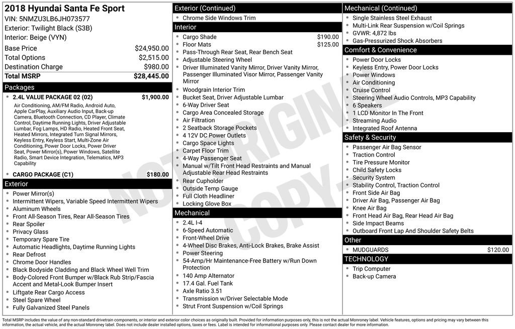 Used 2018 Hyundai Santa Fe Sport w/ 2.4L Value Package 02 FWD image 4