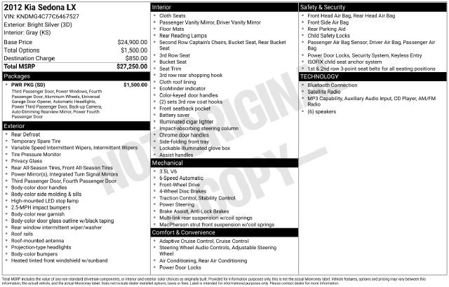 Used 2012 Kia Sedona LX w/ PWR Pkg FWD image 6