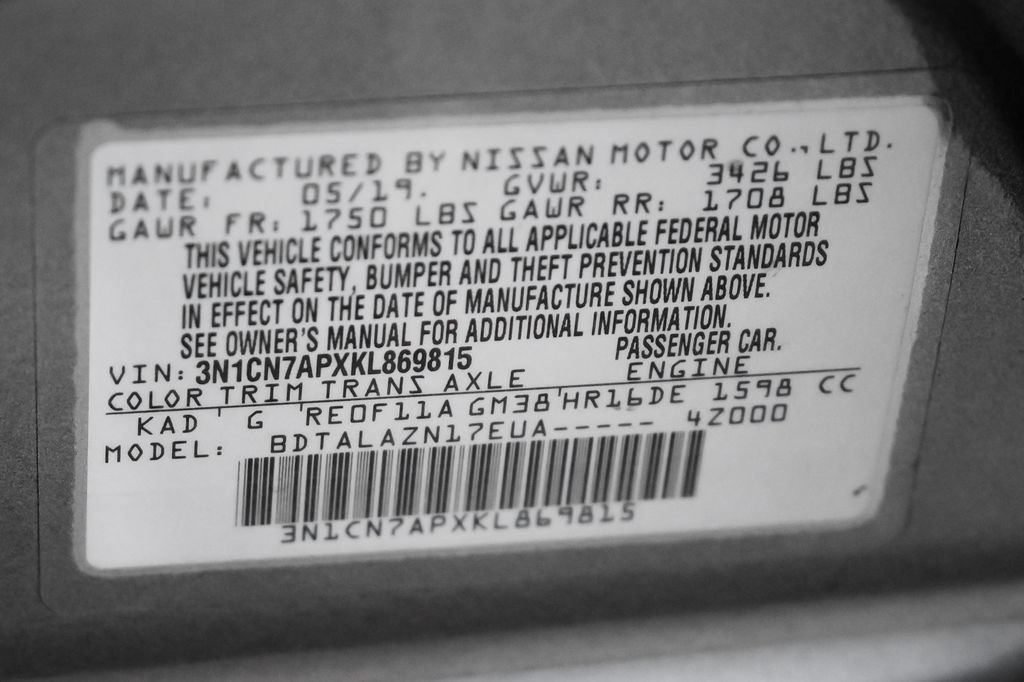 Used 2019 Nissan Versa S Plus FWD image 52