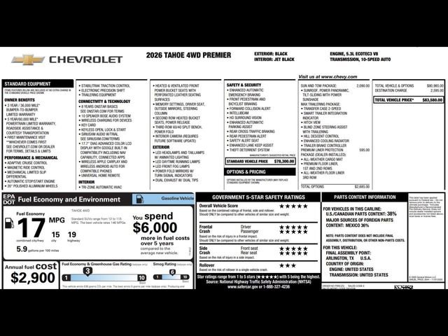 New 2026 Chevrolet Tahoe Premier w/ Sun And Tow Package image 3