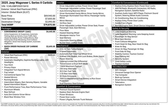New 2025 Jeep Wagoneer L Series II w/ Convenience Group I image 19