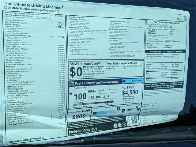 New 2026 BMW i4 eDrive40 w/ M Sport Package RWD image 20