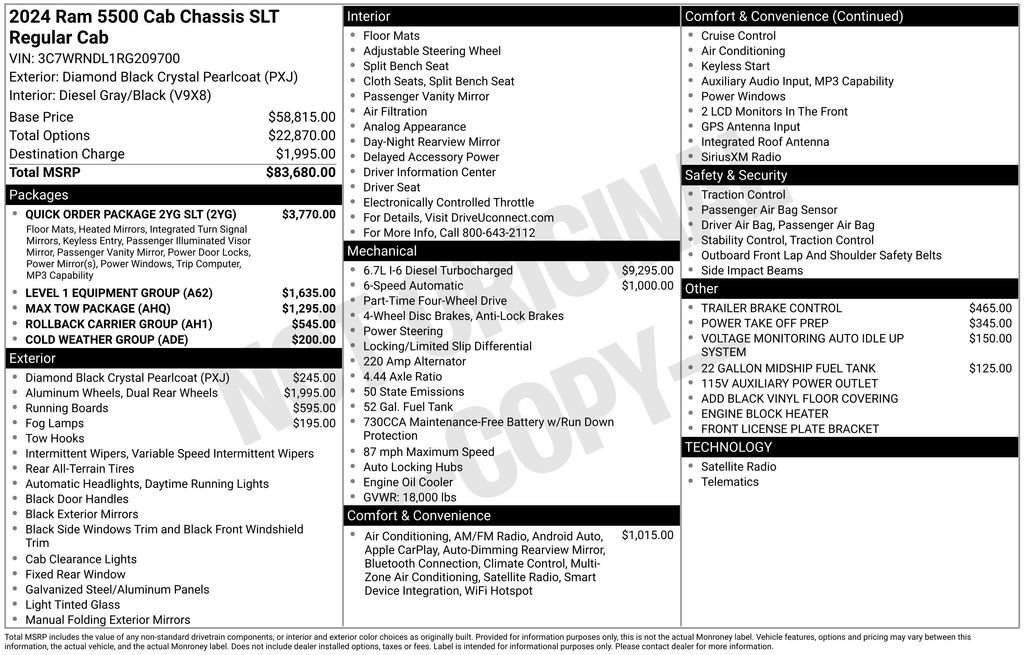 New 2024 RAM 5500 SLT w/ Quick Order Package 2YG SLT AWD/4WD image 2