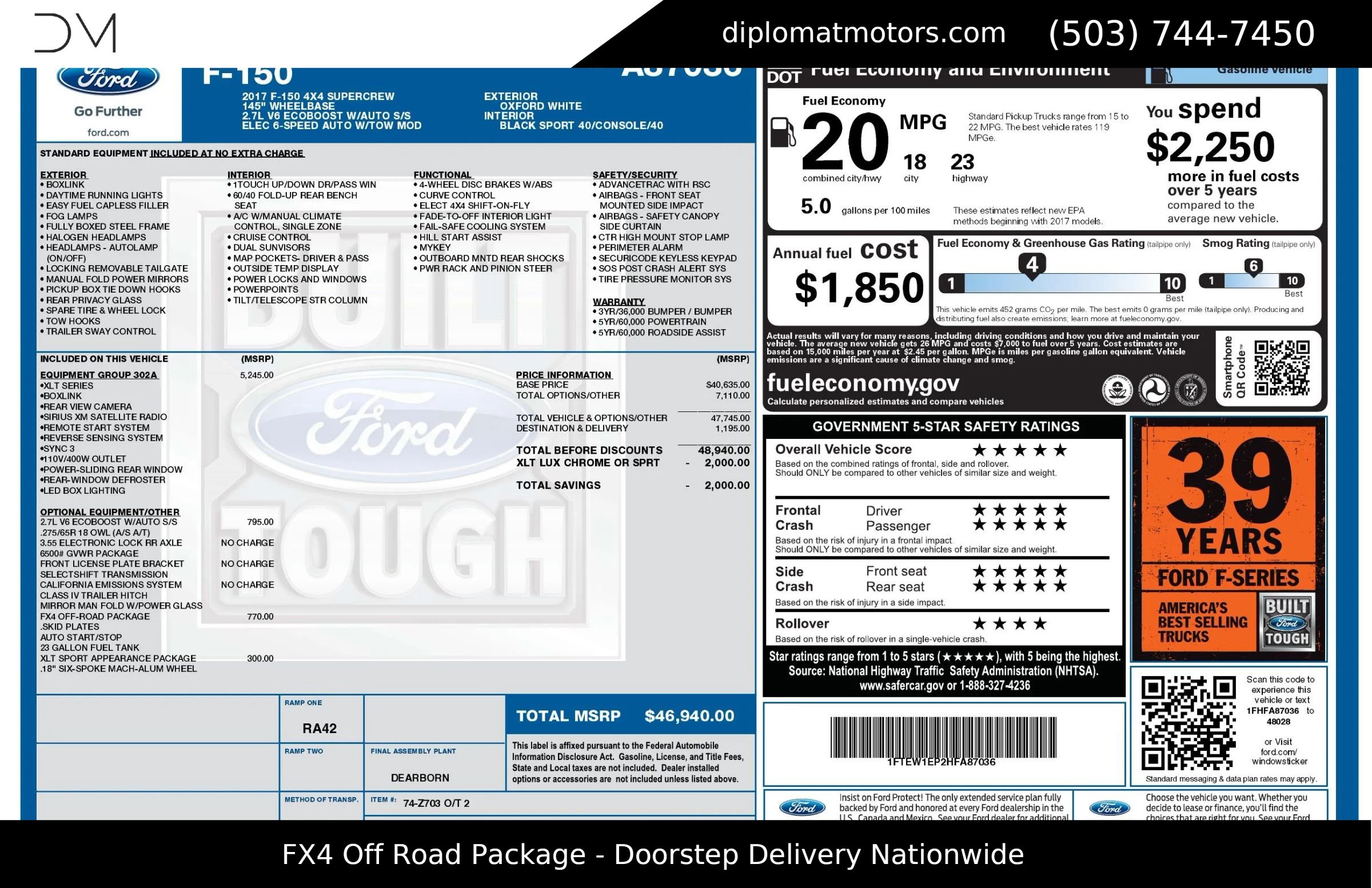 Used 2017 Ford F150 XLT w/ Equipment Group 302A Luxury AWD/4WD image 2