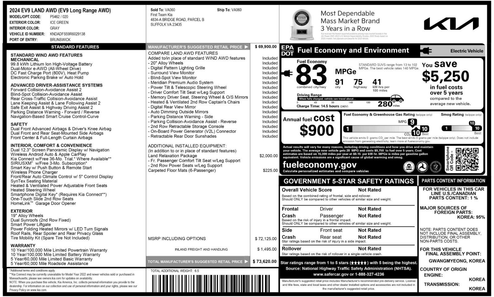Used 2024 Kia EV9 Land image 60