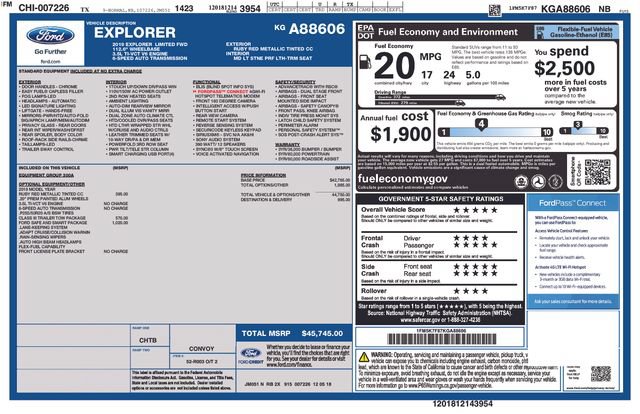 Certified 2019 Ford Explorer Limited w/ Ford Safe & Smart Package FWD image 38