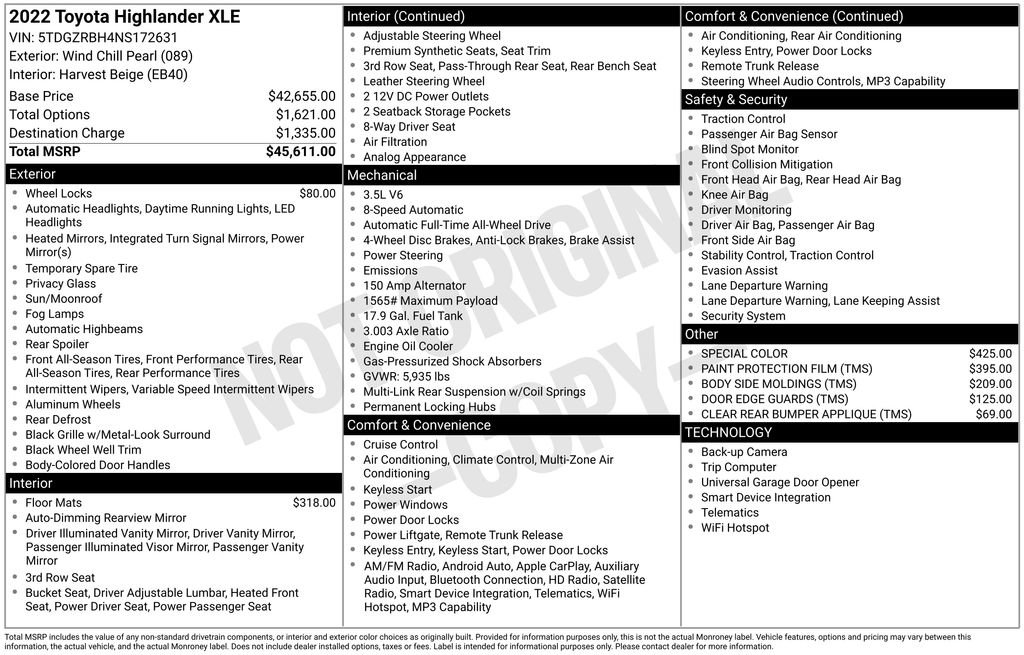 Used 2022 Toyota Highlander XLE AWD/4WD image 3