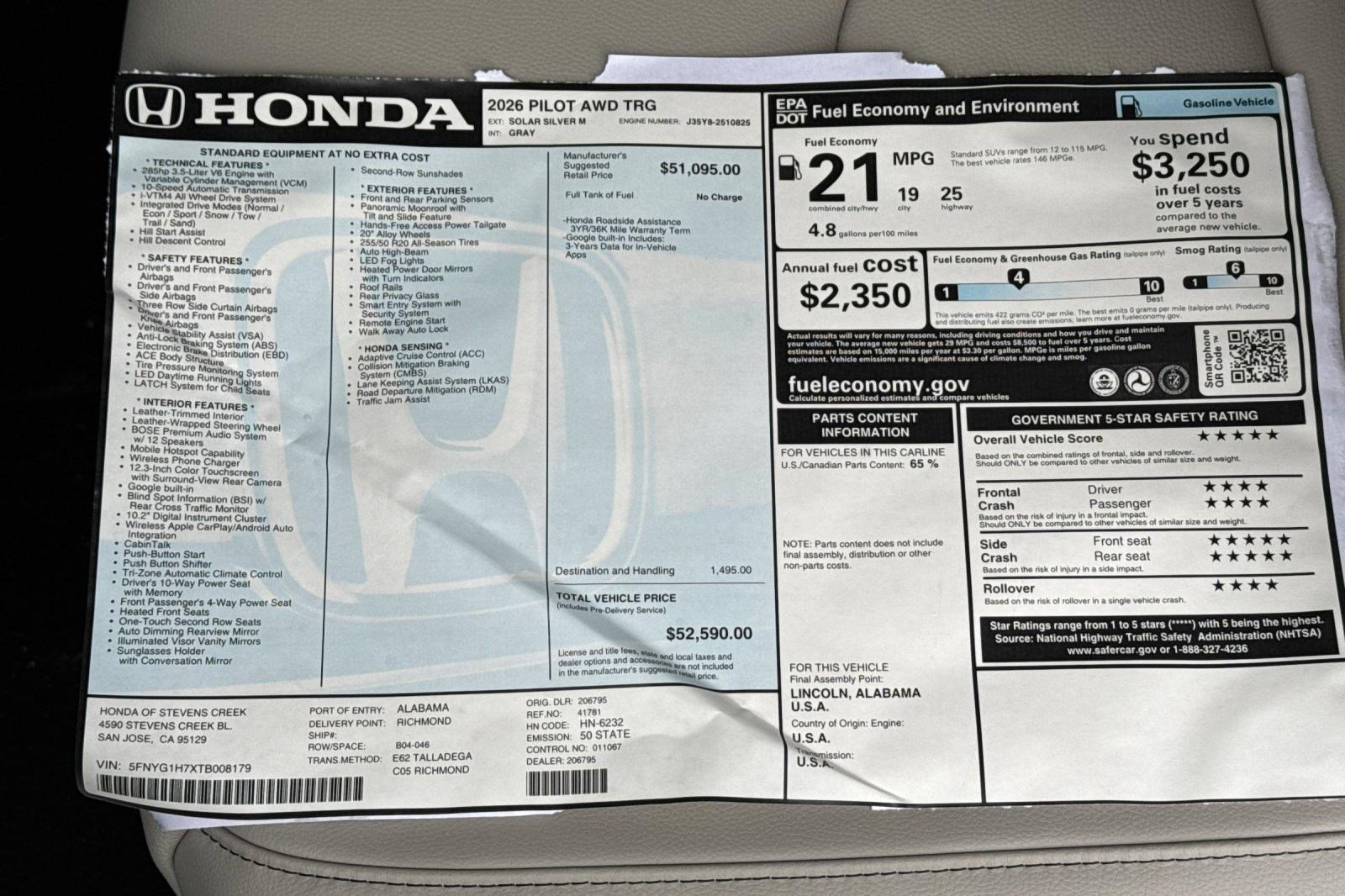 New 2026 Honda Pilot Touring image 37