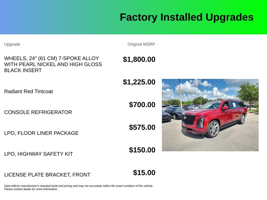Used 2025 Cadillac Escalade ESV Sport Platinum w/ LPO, Floor Liner Package AWD/4WD image 4