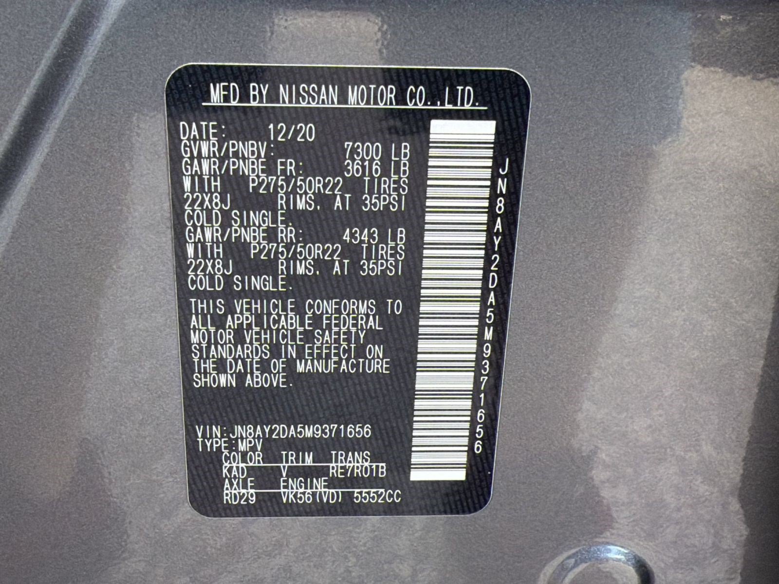 Used 2021 Nissan Armada Platinum w/ Captain's Chairs Package RWD image 29
