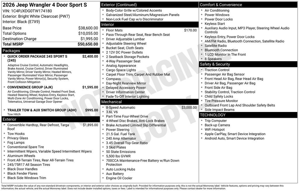 New 2026 Jeep Wrangler Unlimited Sport AWD/4WD image 10
